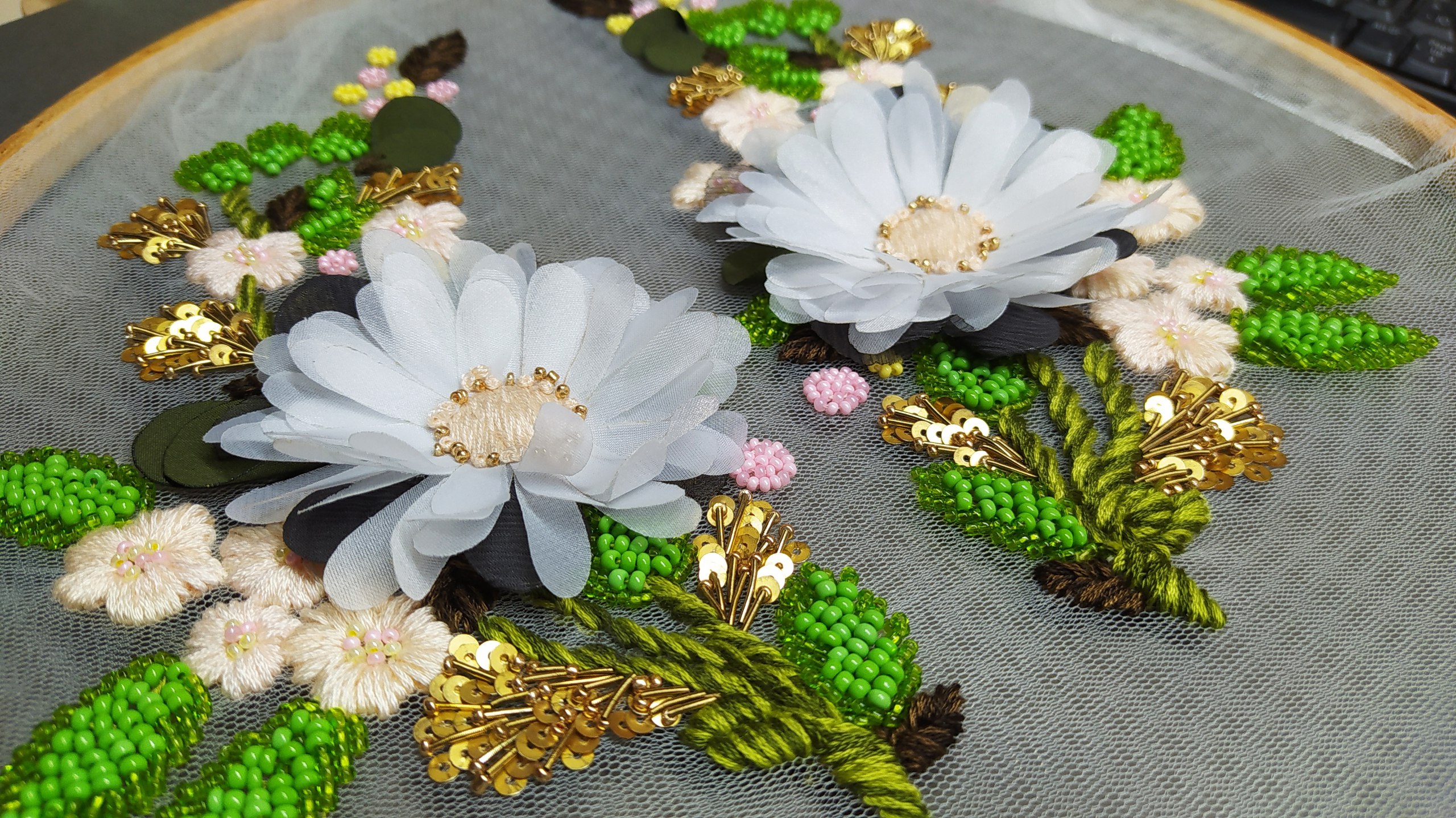 White flowers embroidery