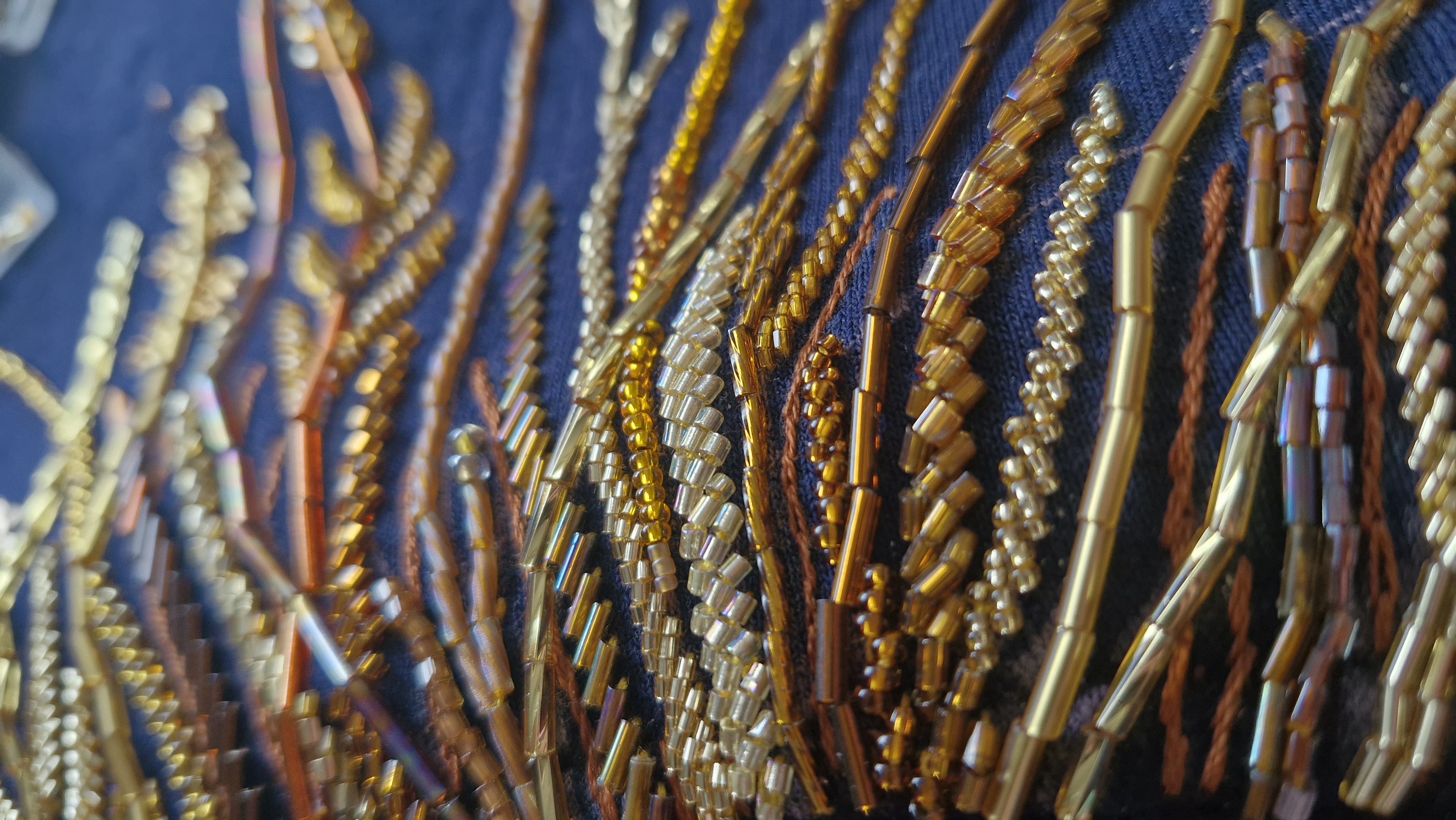 White flowers with gold elements